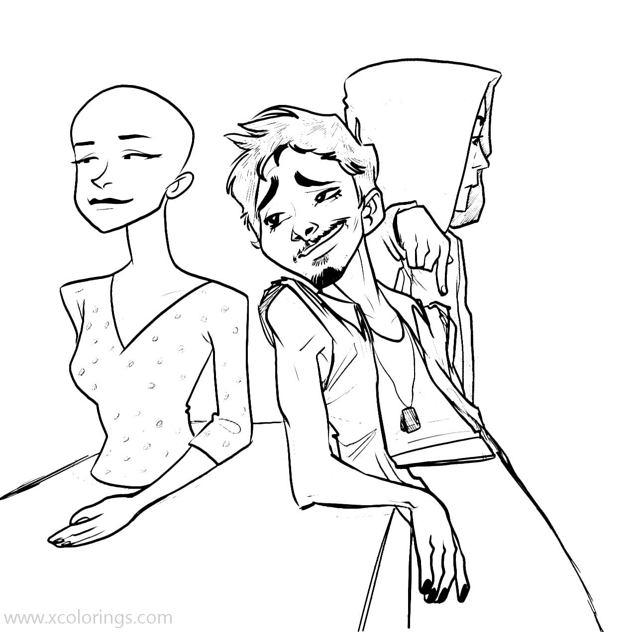 Free Umbrella Academy Coloring Pages Hazel Klaus And Mannequin printable