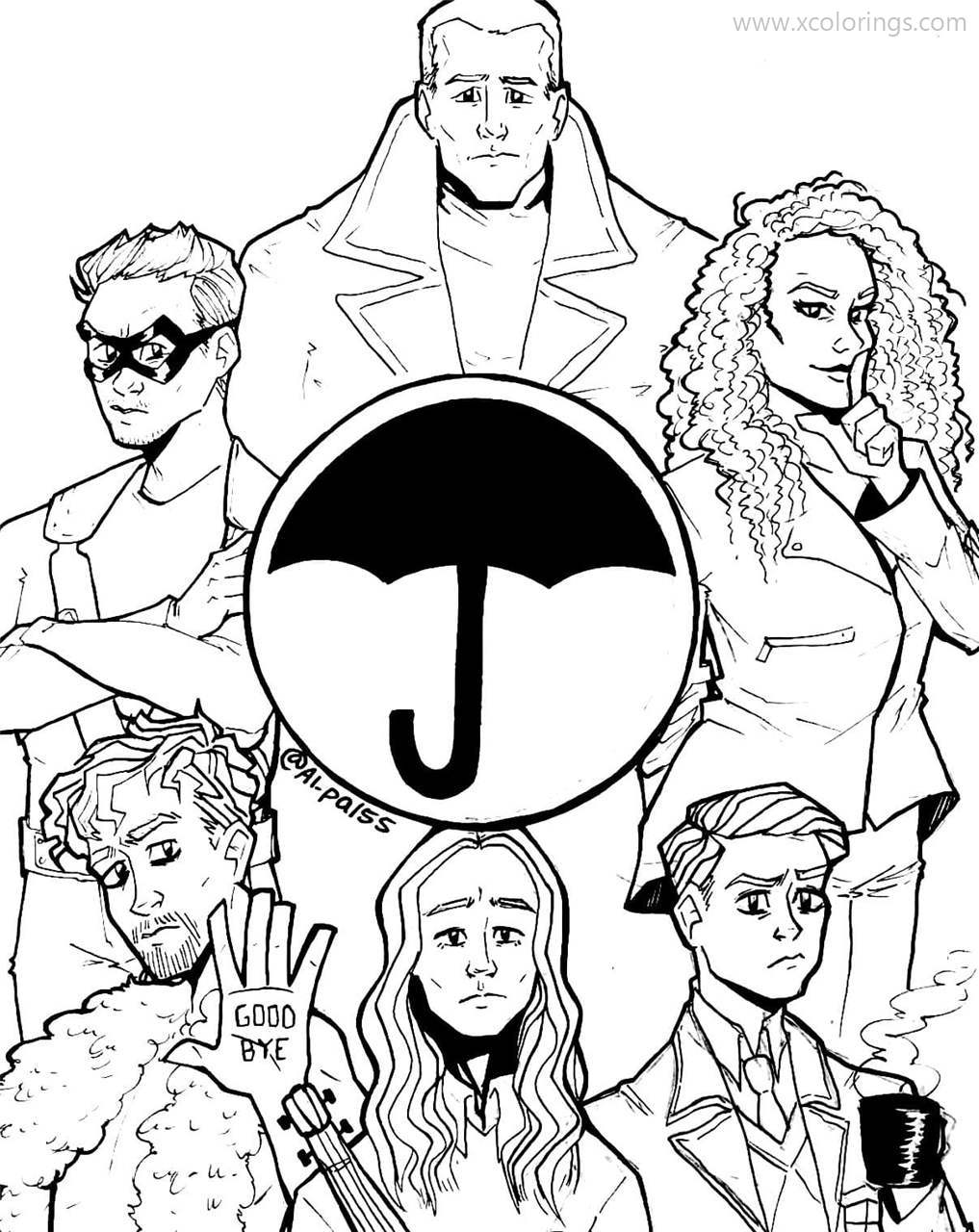 Free Umbrella Academy Coloring Pages Heroes with Abilities printable