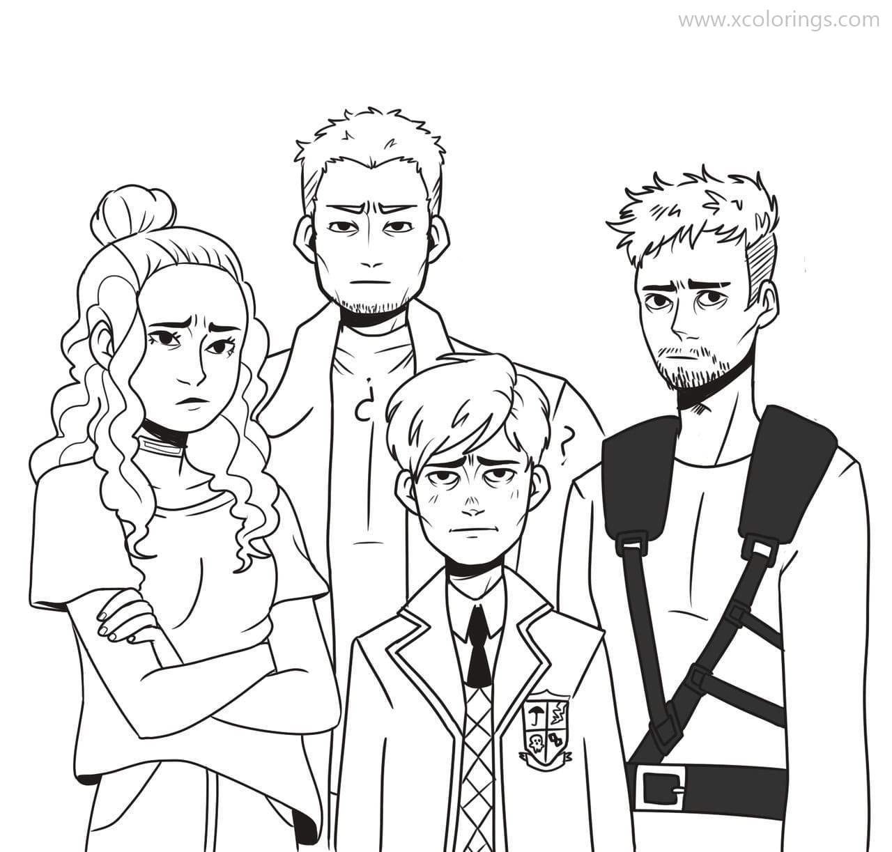 Free Umbrella Academy Coloring Pages Number Five Alisson Luther and Diego printable