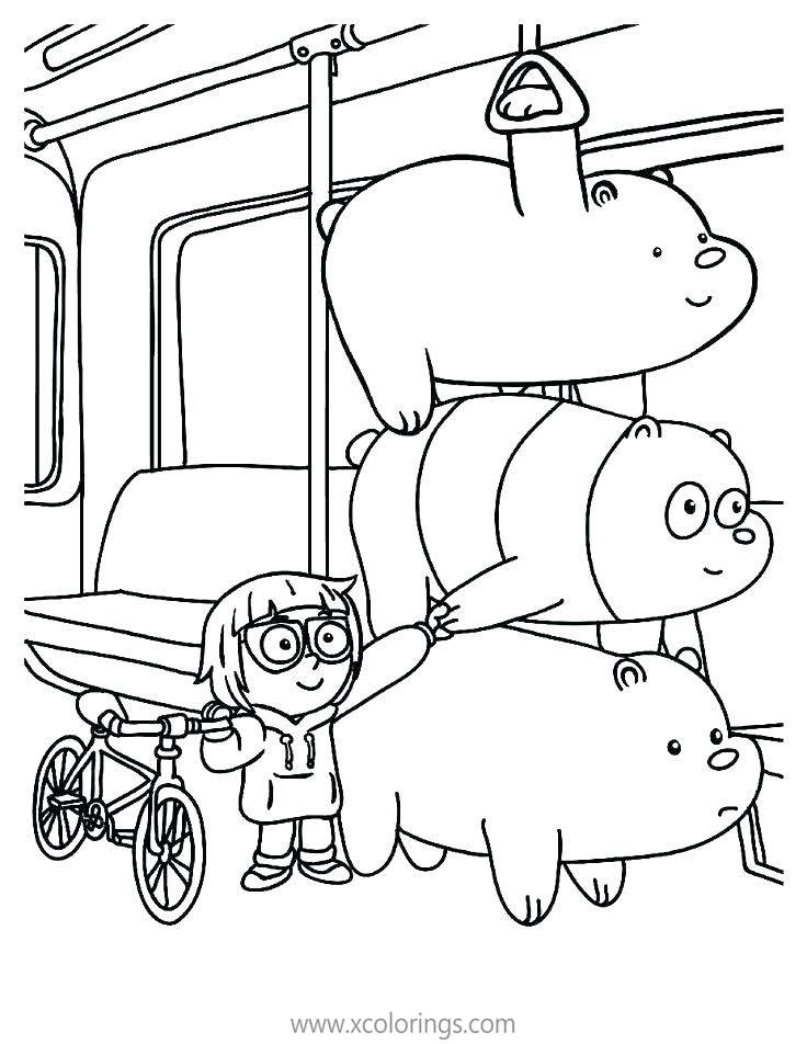 Free We Bare Bears Coloring Pages Chloe Park and Bears On Bus printable