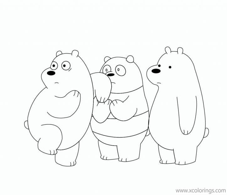 Free We Bare Bears Coloring Pages Ice Bear Grizzly Bear and Panda Bear printable