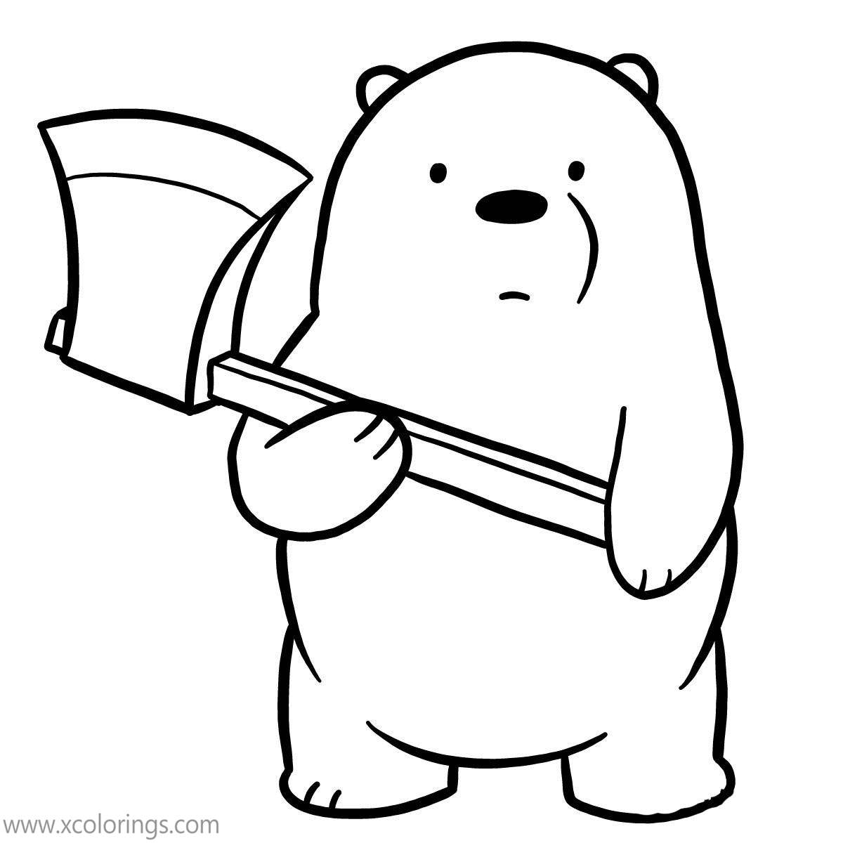 Free We Bare Bears Coloring Pages Ice Bear with Axe printable