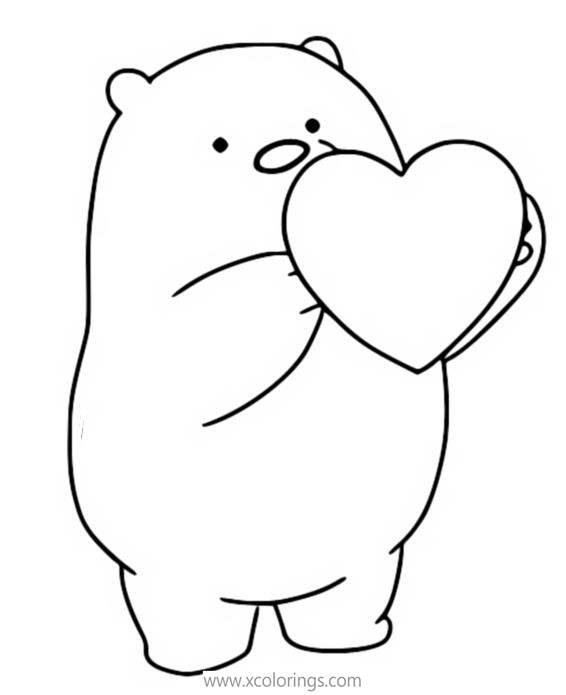 Free We Bare Bears Coloring Pages Ice Bear with Heart printable
