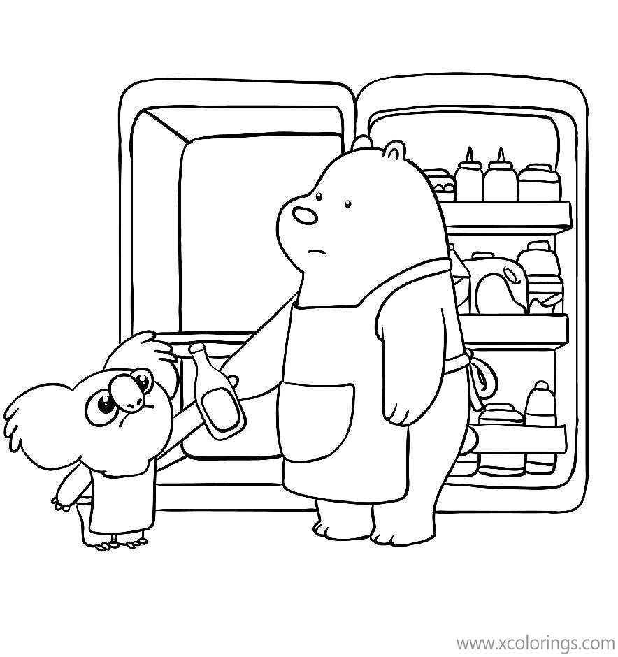 Free We Bare Bears Coloring Pages Nom Nom and Grizzly Bear printable