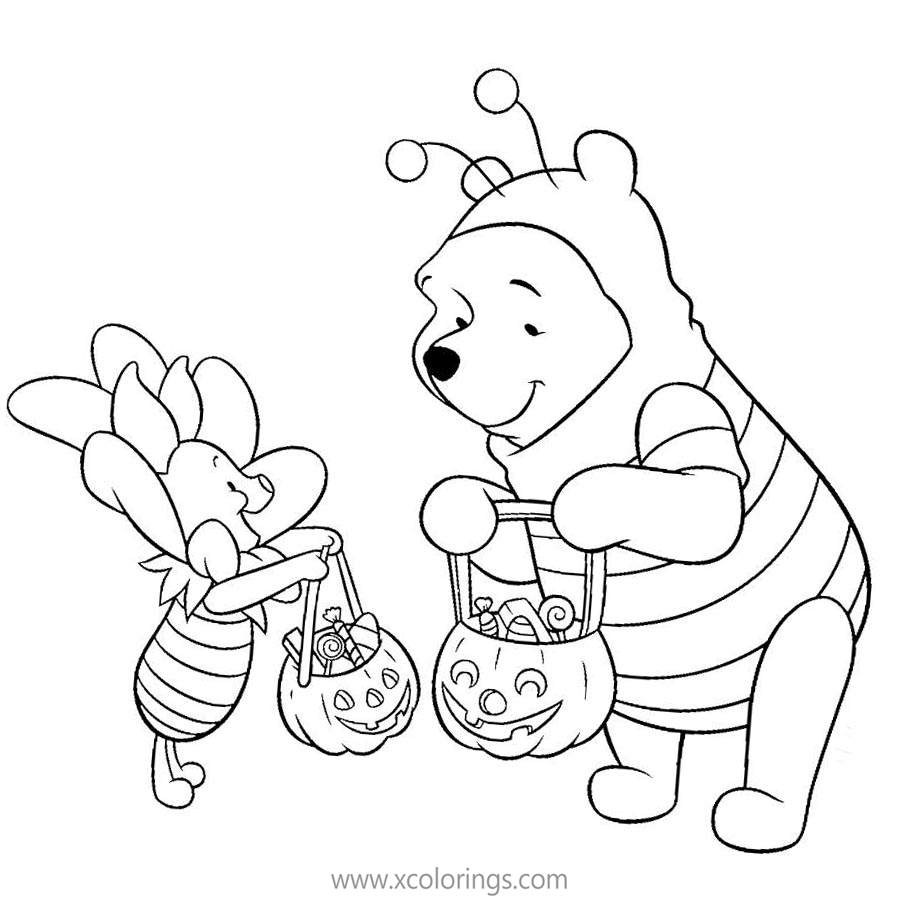 Free Winnie the Pooh Halloween Coloring Pages Candy Treated printable