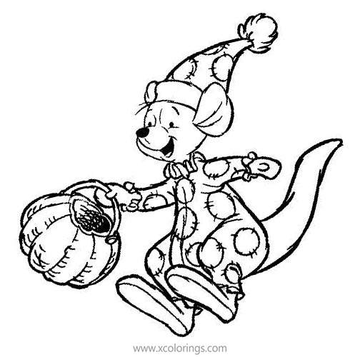 Free Winnie the Pooh Halloween Coloring Pages Koo with Pumpkin printable