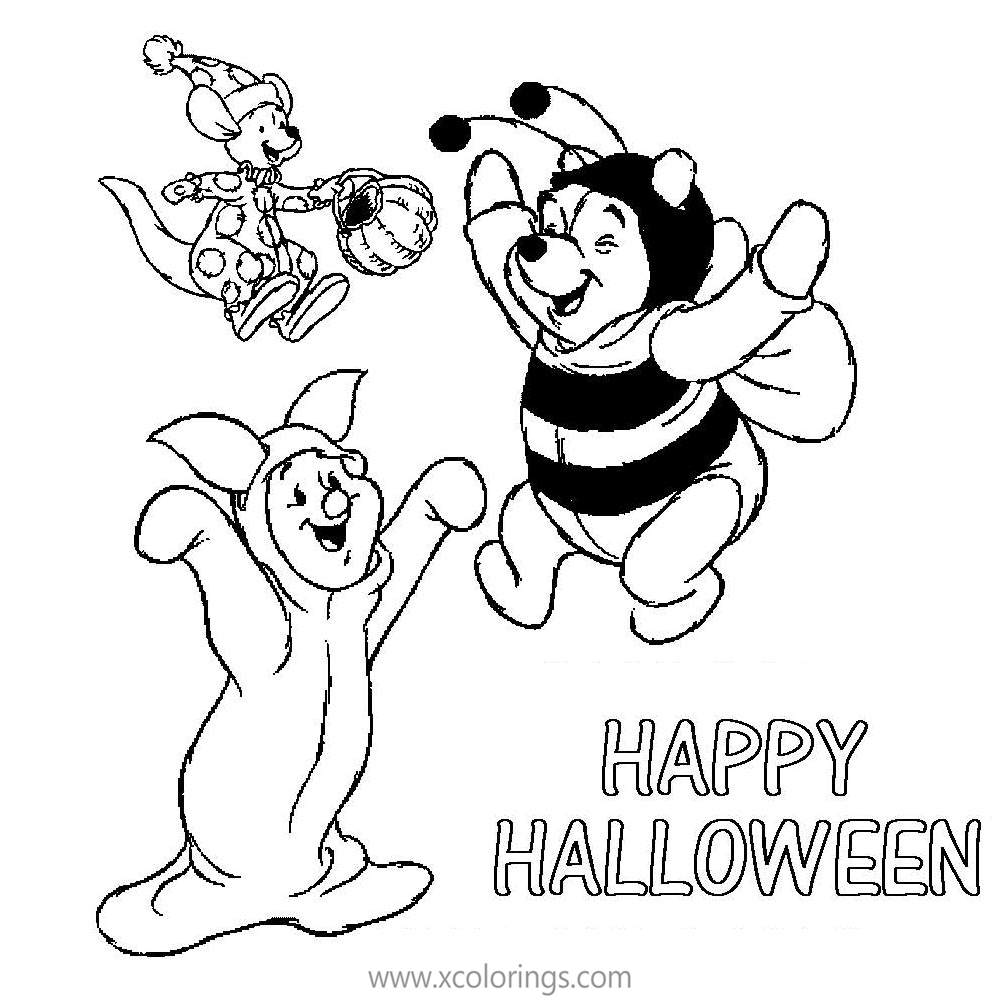Free Winnie the Pooh Halloween Coloring Pages Pooh Koo and Piglet printable