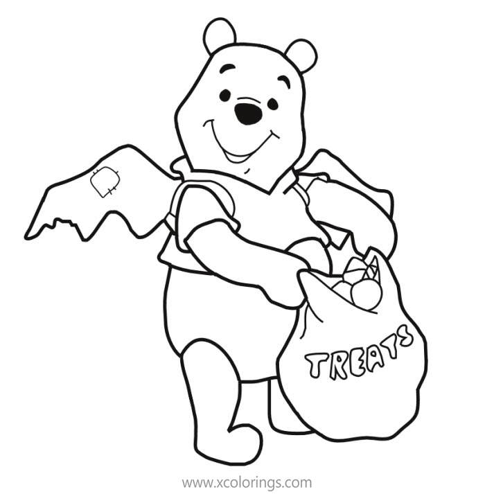 Free Winnie the Pooh Halloween Coloring Pages Trick or Treat printable