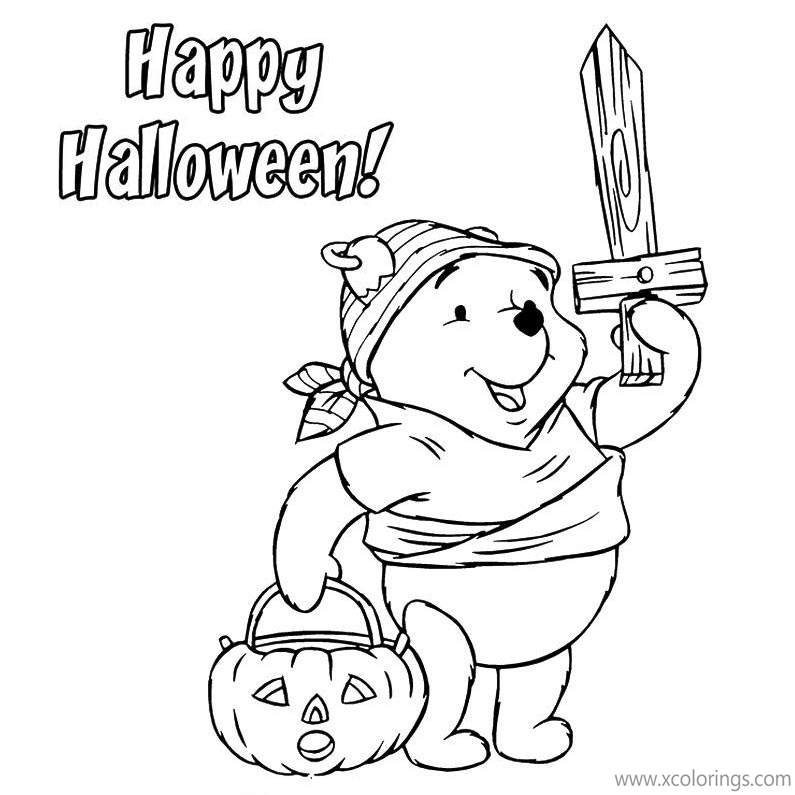 Free Winnie the Pooh Halloween Coloring Pages Viking Costume printable