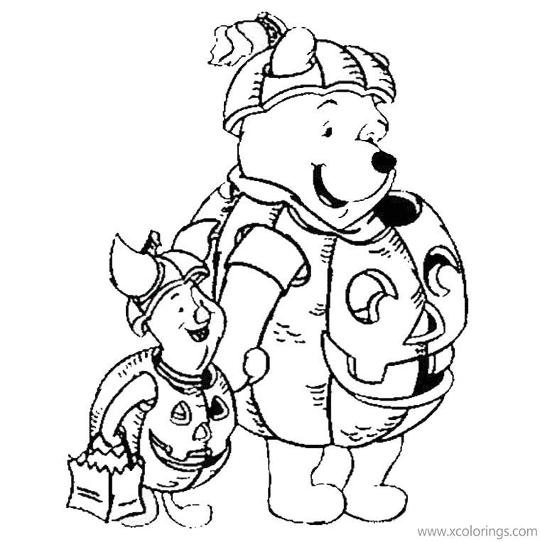 Free Winnie the Pooh Halloween Coloring Pages Winnie and Piglet printable