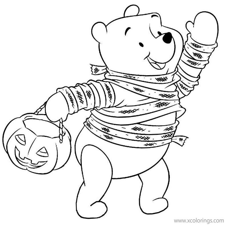 Free Winnie the Pooh Halloween Coloring Pages Winnie the Mummy printable