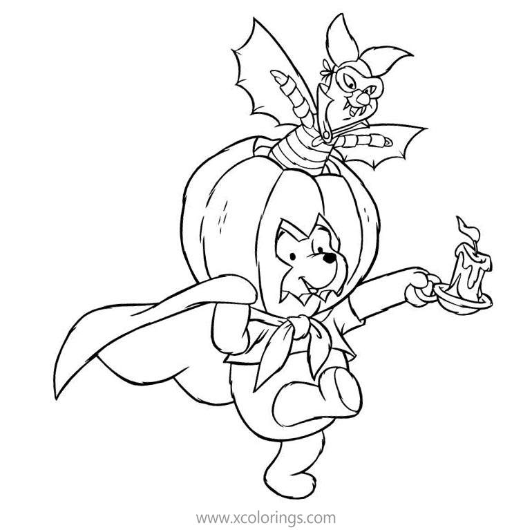 Free Winnie the Pooh Halloween Costumes Coloring Pages Superhero and Vampire printable