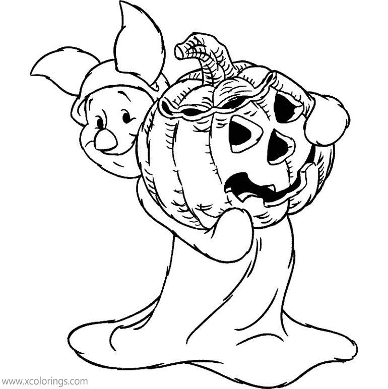 Free Winnie the Pooh Halloween Piglet Coloring Pages printable