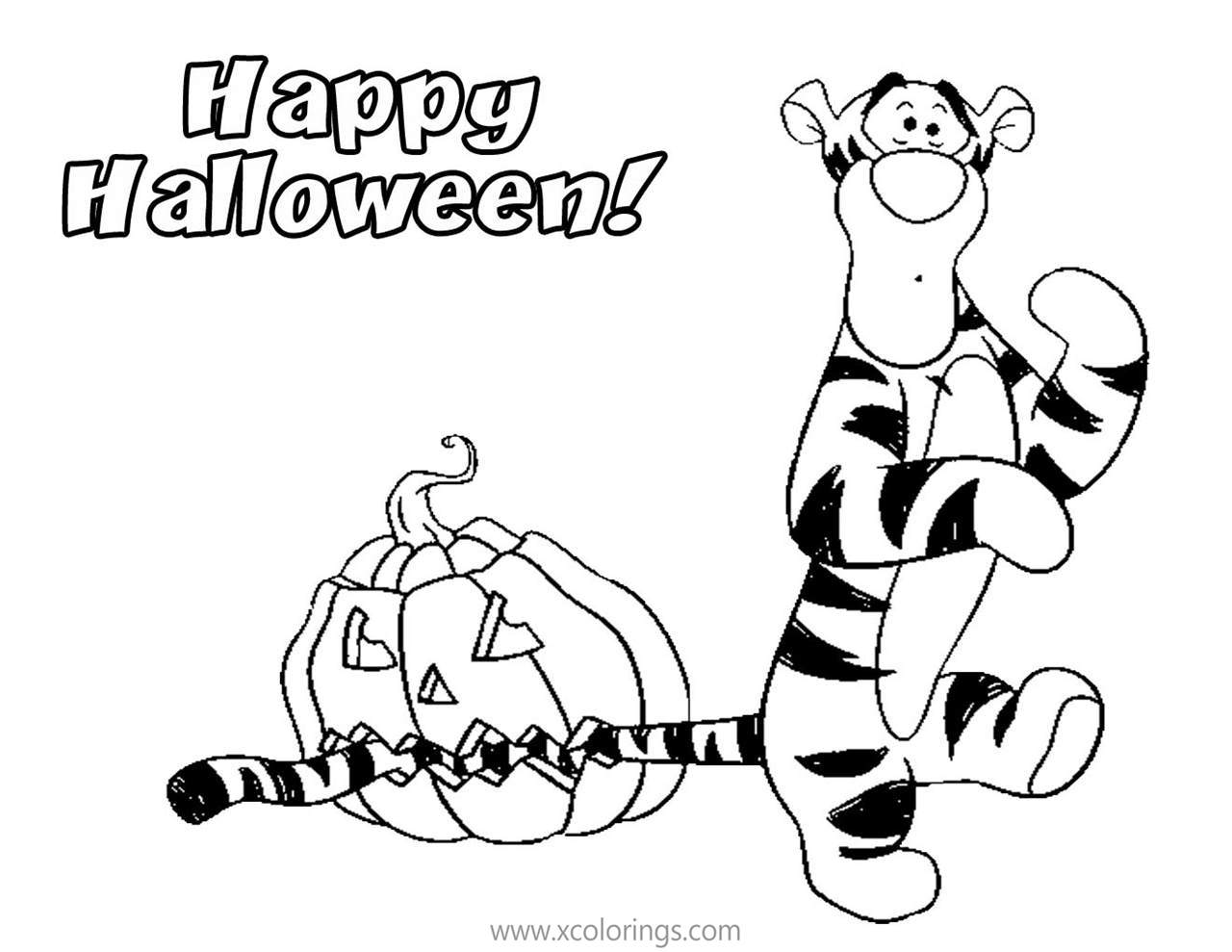 Free Winnie the Pooh Halloween Tigger Coloring Pages printable