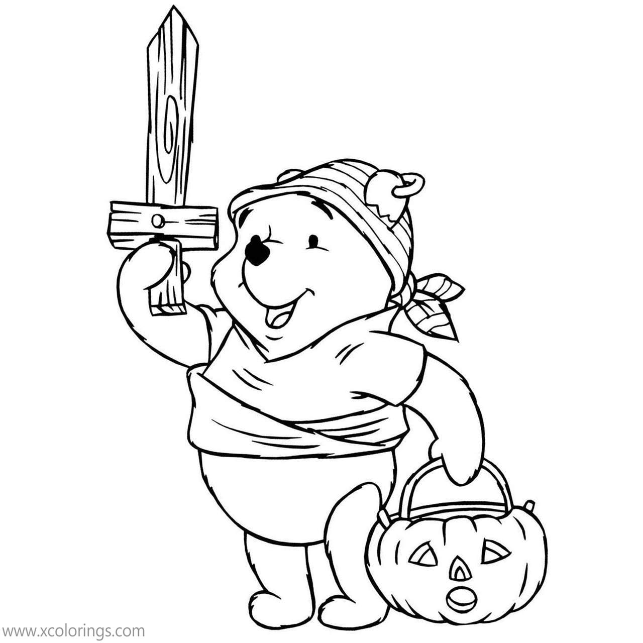 Free Winnie the Pooh Halloween Viking Coloring Pages printable