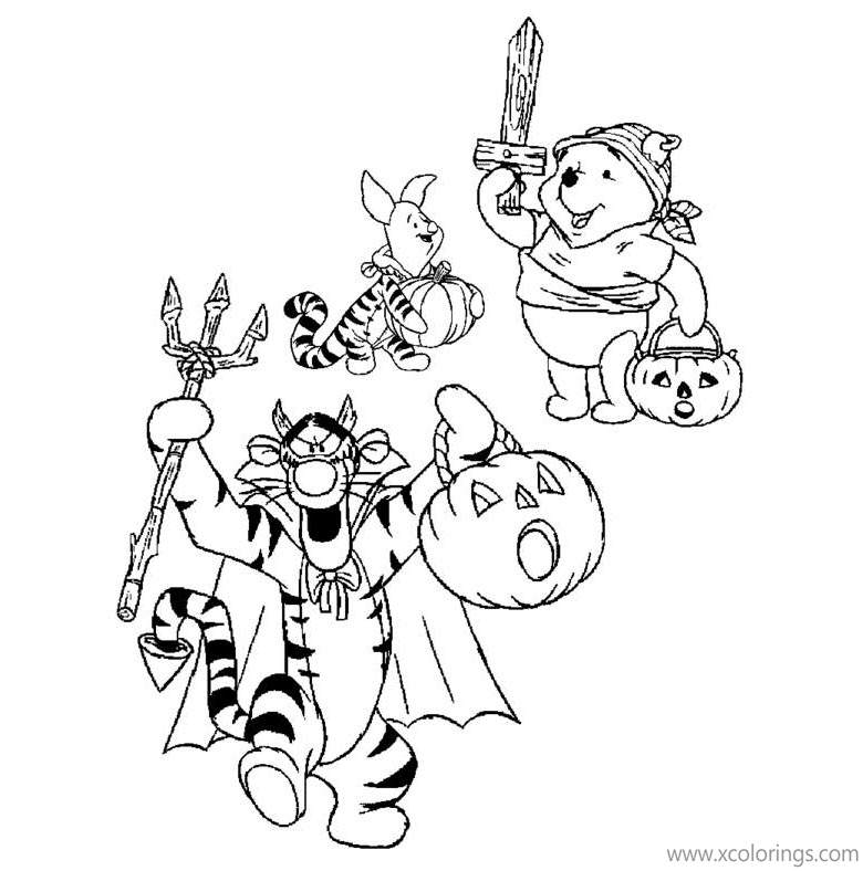 Winnie the Pooh Happy Halloween Coloring Pages - XColorings.com