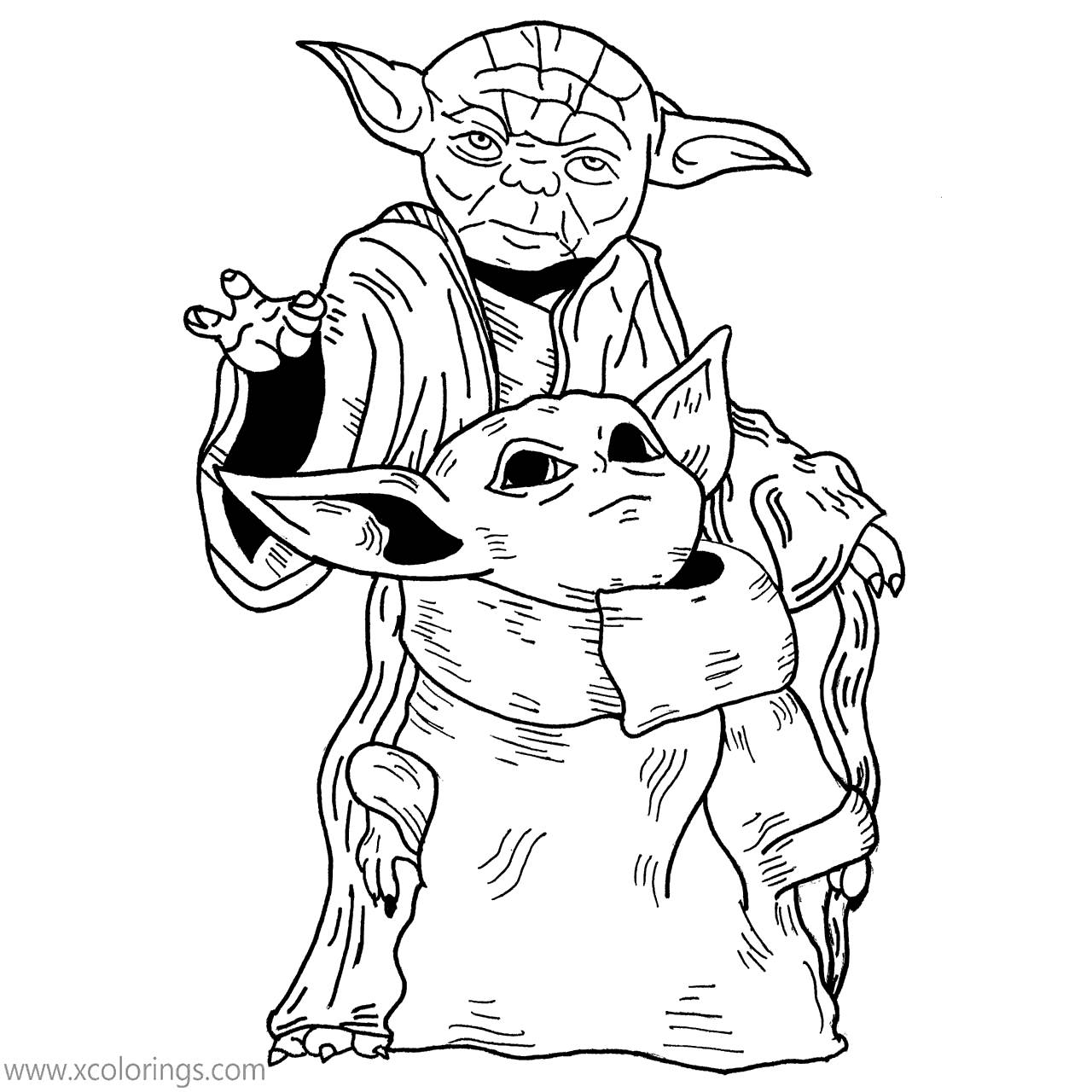Free Yoda and Baby Yoda Coloring Pages printable