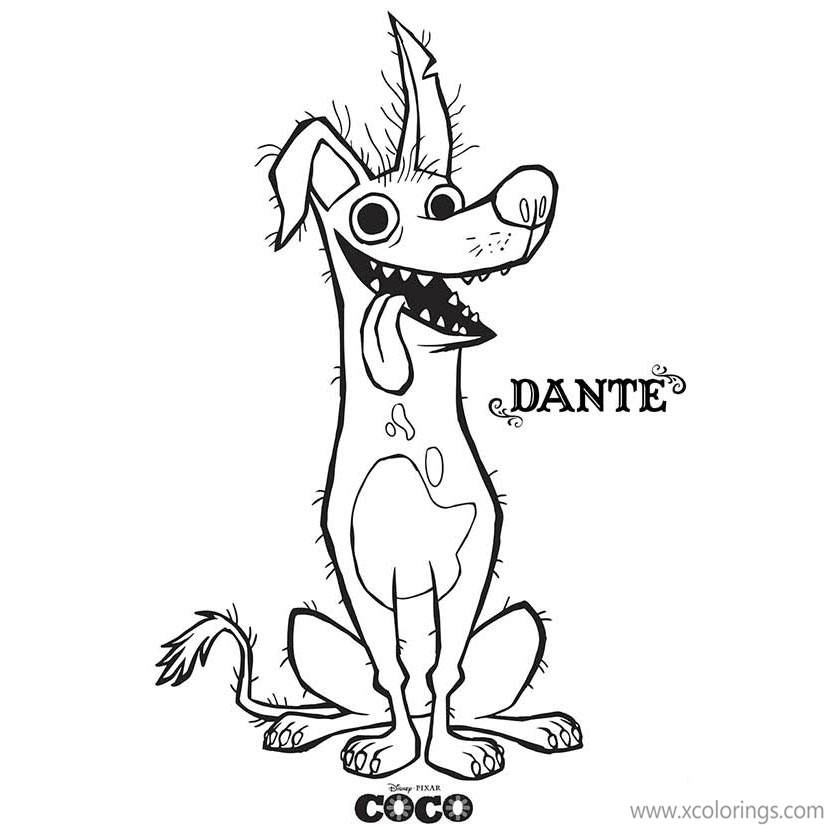 Free Alebrije Coco Coloring Pages Dog Dante printable