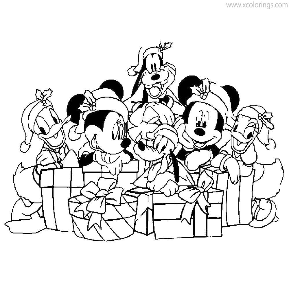 Free All Mickey Mouse Characters Christmas Coloring Pages printable