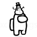 Among Us Coloring Pages Christmas Snowman Hat