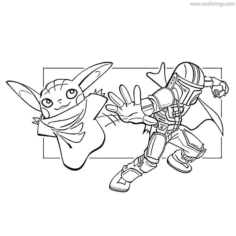 Free Animated Boba Bett Coloring Page with Baby Yoda printable