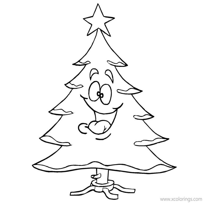 Free Animated Christmas Tree with Face Coloring Pages printable