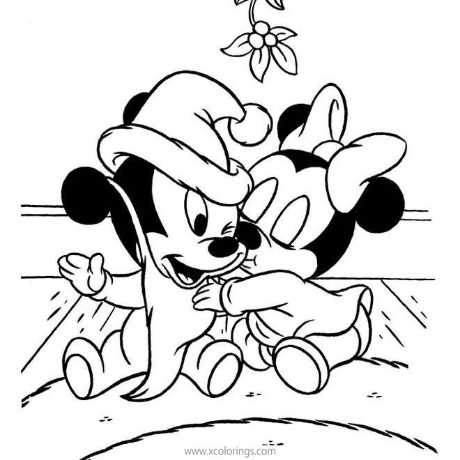 Free Baby Mickey and Minnie Christmas Coloring Pages printable