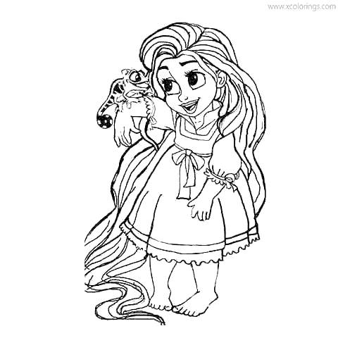 Free Baby Rapunzel Coloring Pages Hand Drawing printable