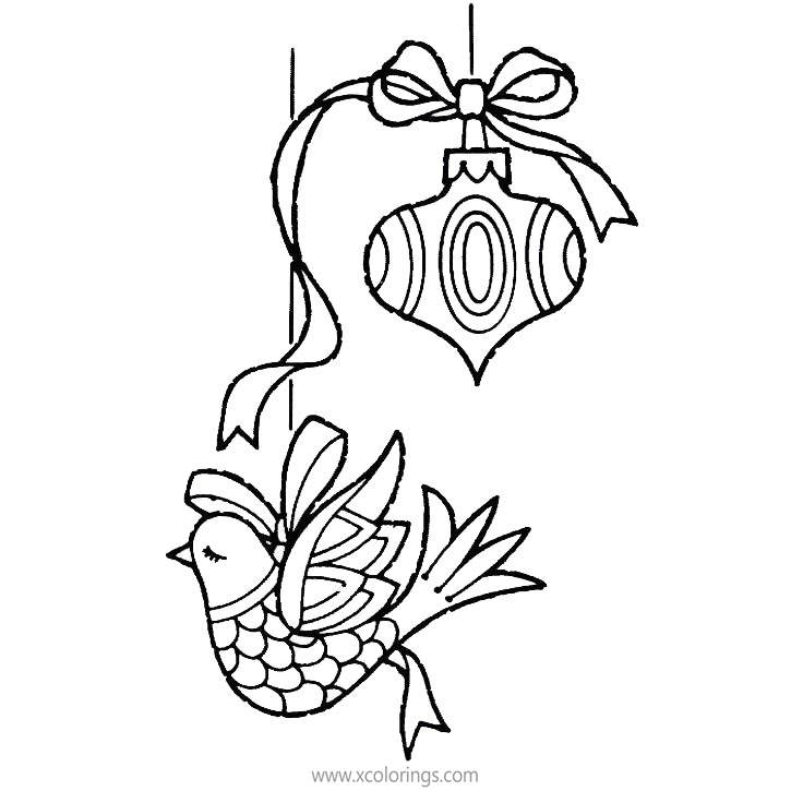 Free Bird Christmas Ornament Coloring Pages printable
