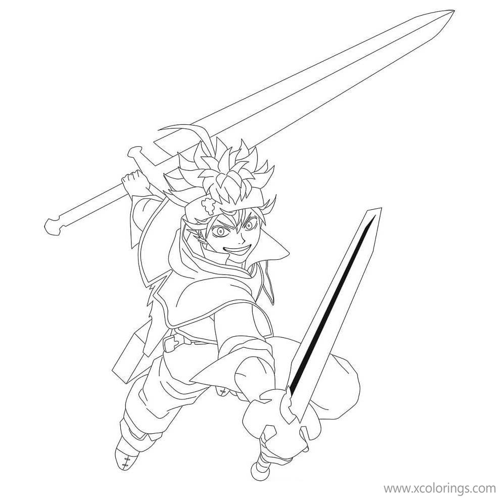 Free Black Clover Coloring Pages Asta with Sword printable