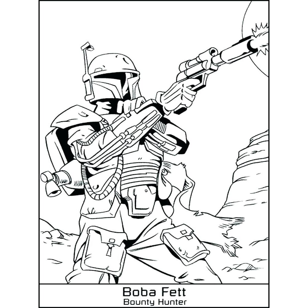 Free Boba Fett Coloring Pages Bounty Hunder printable