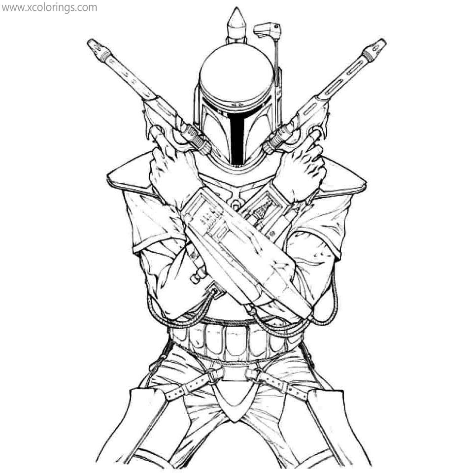 Free Boba Fett from Star Wars Mandalorian Coloring Pages printable