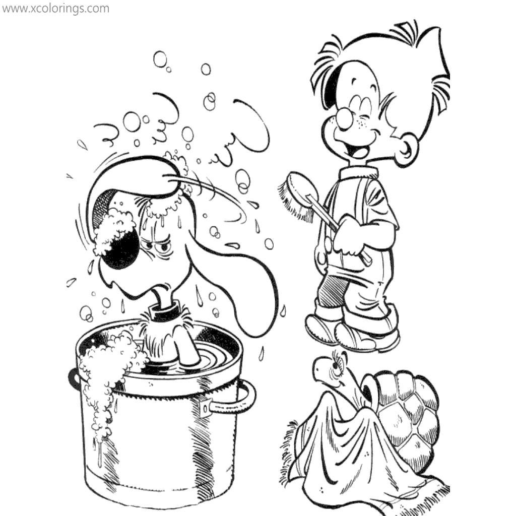 Free Boule & Bill Coloring Pages Dog is Having a Bath printable
