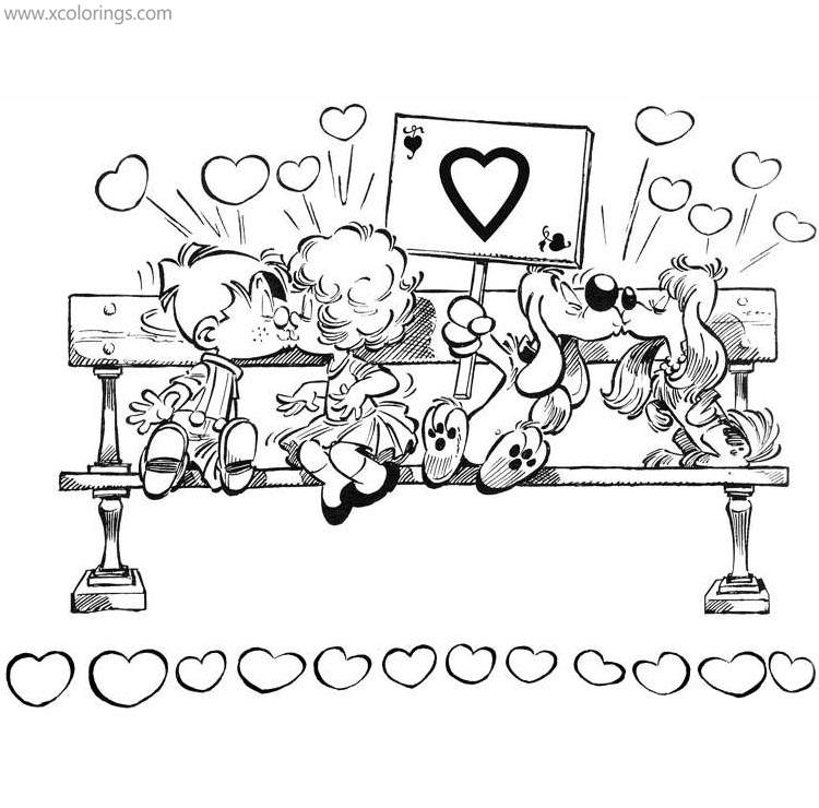 Free Boule & Bill Coloring Pages Love Hearts printable