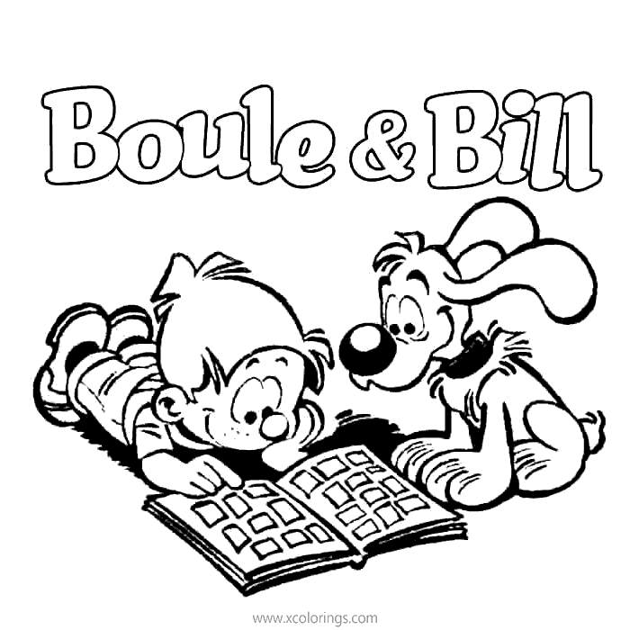 Free Boule & Bill Coloring Pages Reading A Book printable