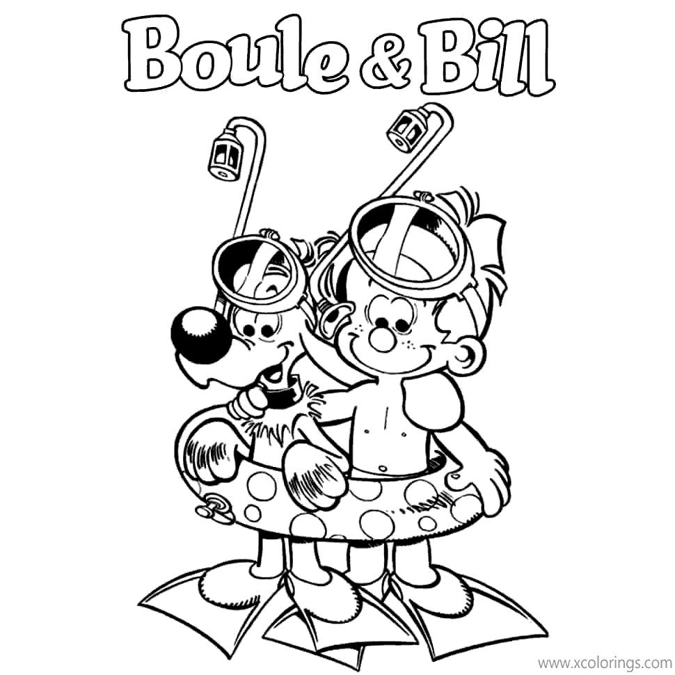 Free Boule & Bill Coloring Pages Snorkeling printable