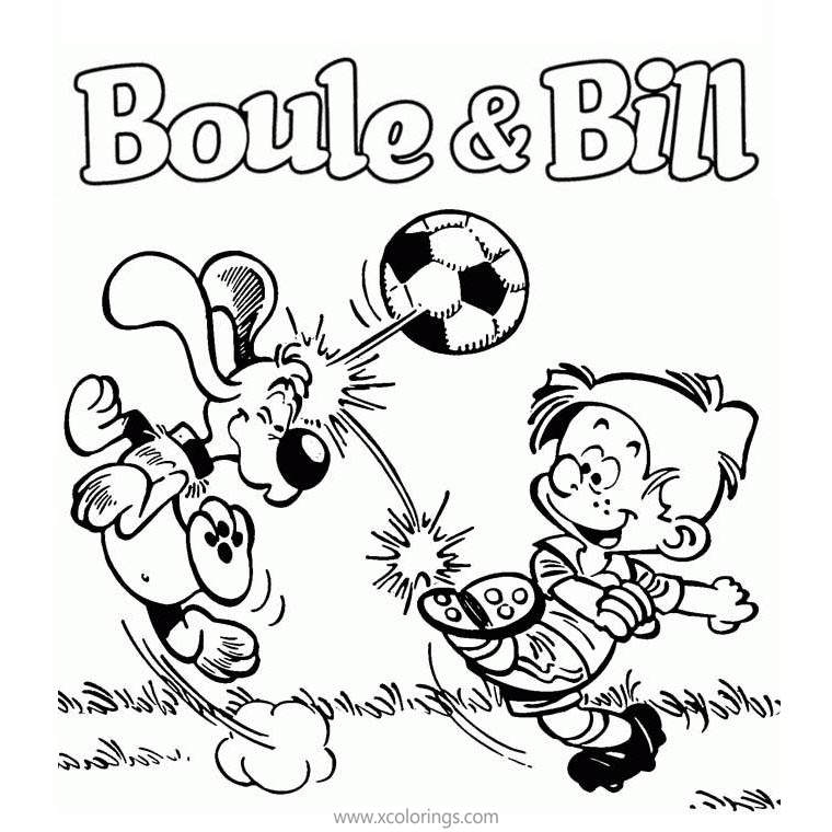 Free Boule & Bill Playing Soccer Coloring Pages printable