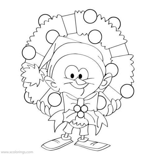 Free Boy with Christmas Wreath Coloring Pages printable