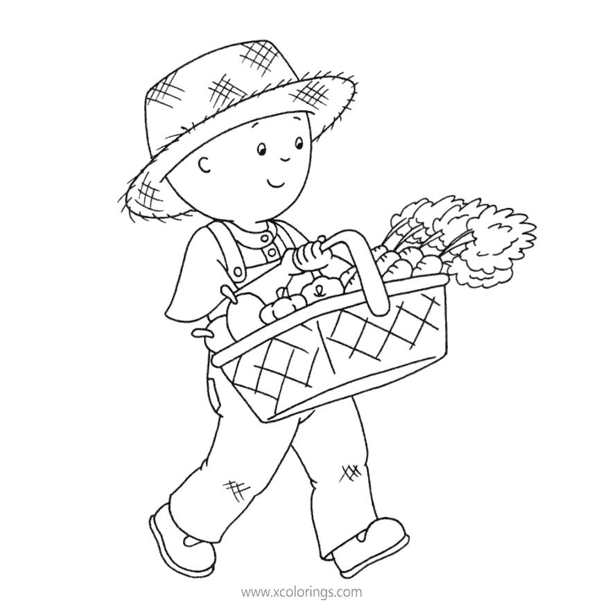 Free Caillou Coloring Pages A Basket of Carrots printable
