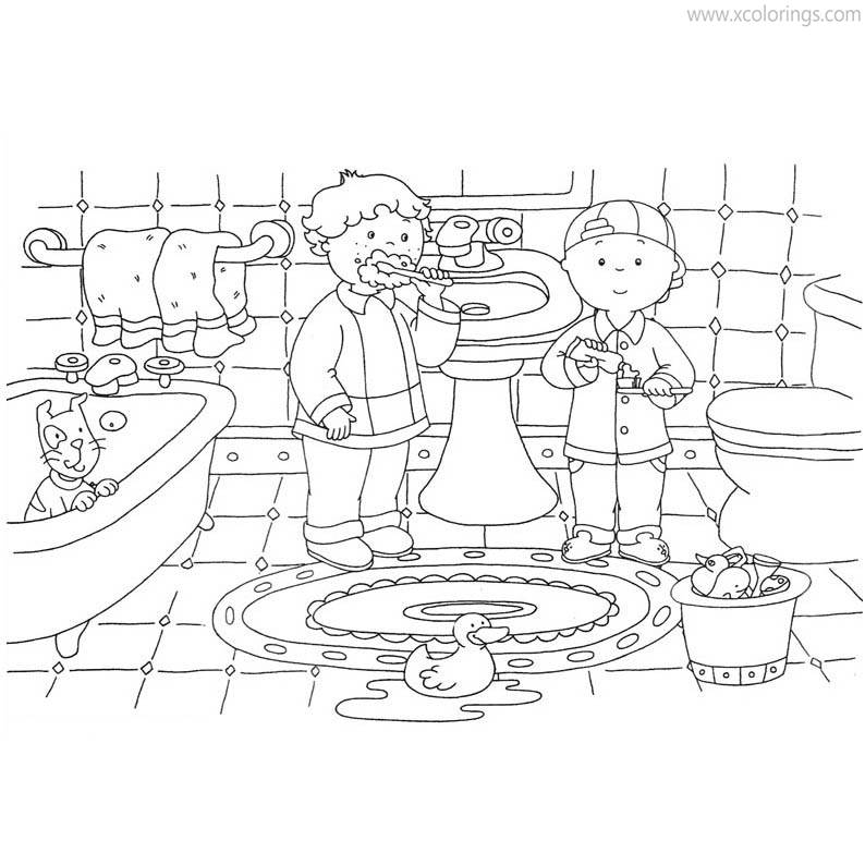 Free Caillou Coloring Pages Brush Teeth printable