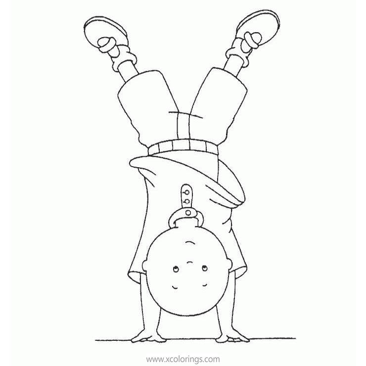 Free Caillou Coloring Pages Head Standing printable