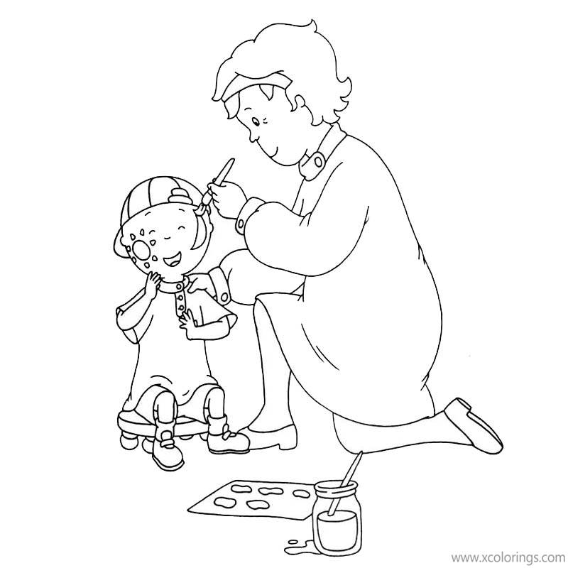 Free Caillou Coloring Pages Painting On the Face printable