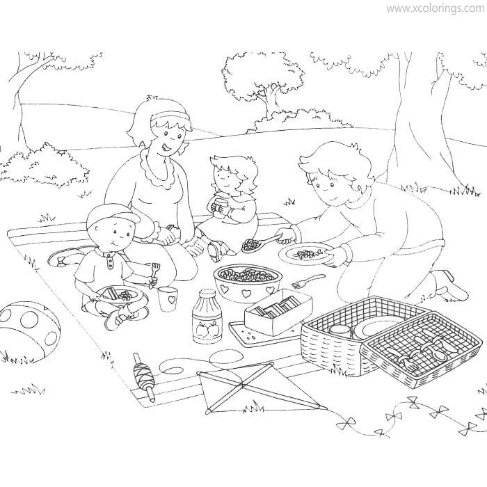 Free Caillou Coloring Pages Picnic printable