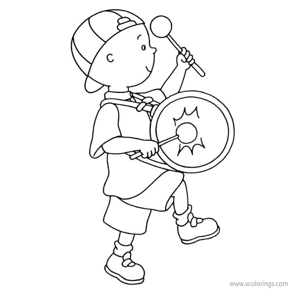 Free Caillou Coloring Pages Playing Drum printable