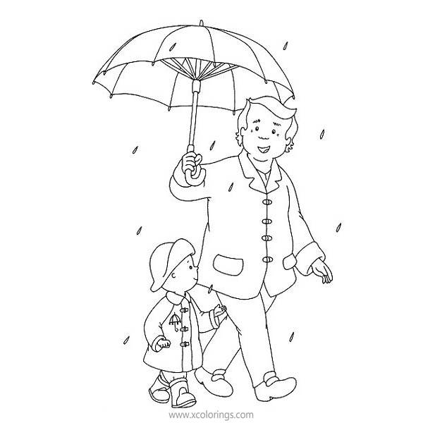 Free Caillou Coloring Pages Rainy Day printable
