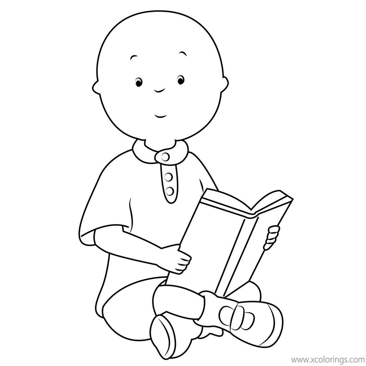 Free Caillou Coloring Pages Reading Book printable