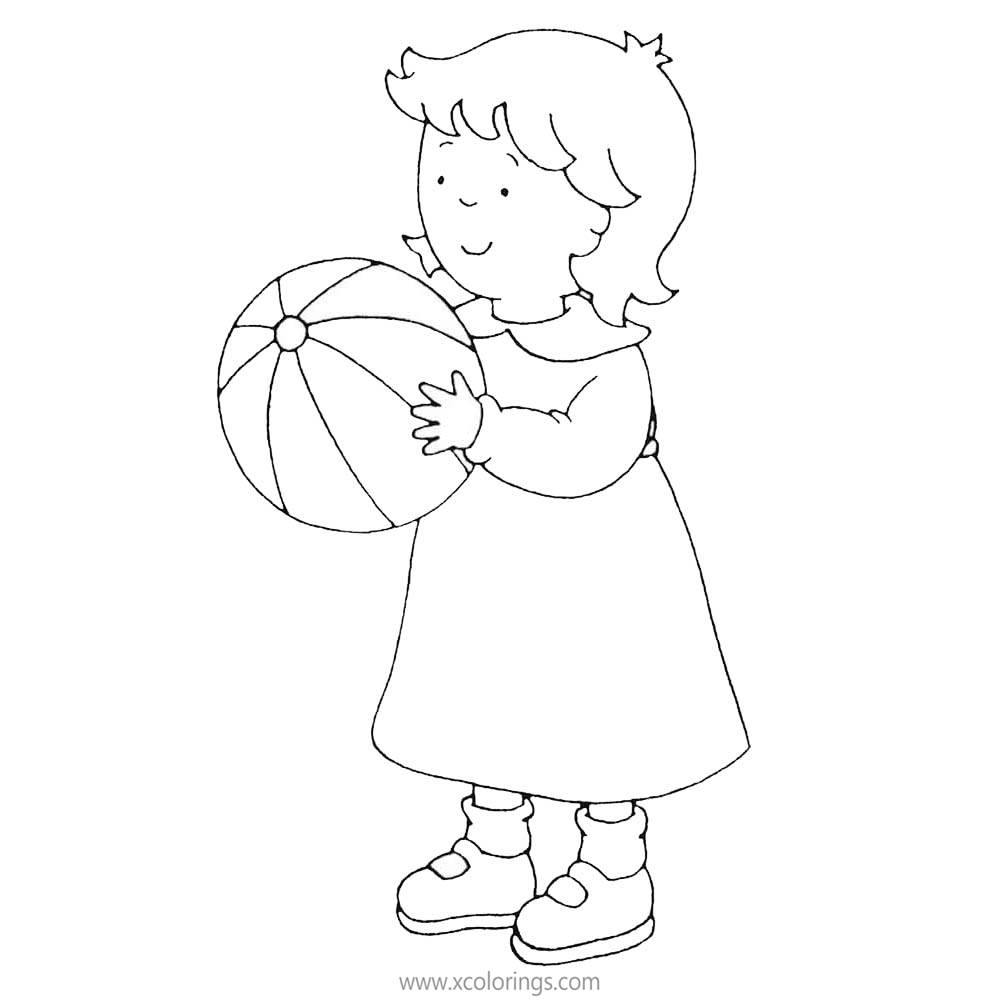 Free Caillou Coloring Pages Rosie with A Ball printable