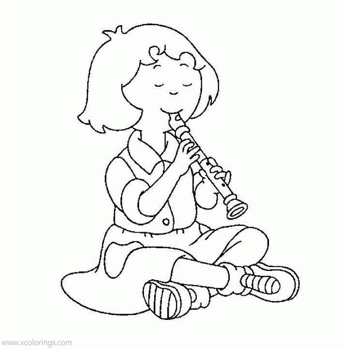 Free Caillou Coloring Pages Sarah is Playing Music printable