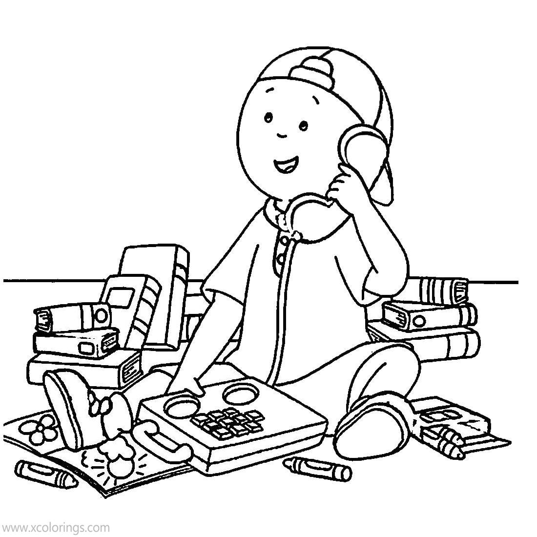 Free Caillou Coloring Pages Taking A Call printable
