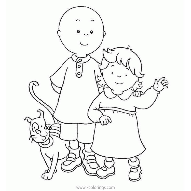 Free Caillou Coloring Pages with Rosie and Gilbert printable